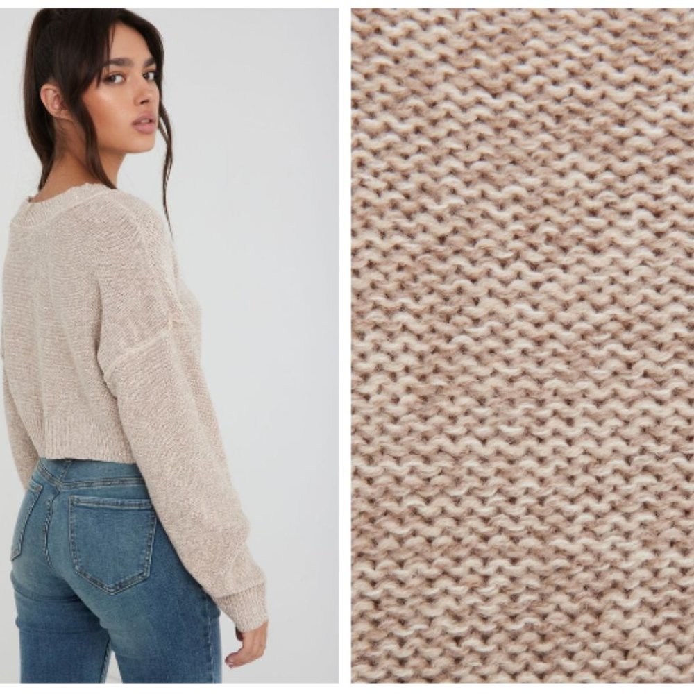 Cropped Cardigan Colour Oatmeal Size Small NWT - Picture 4 of 5